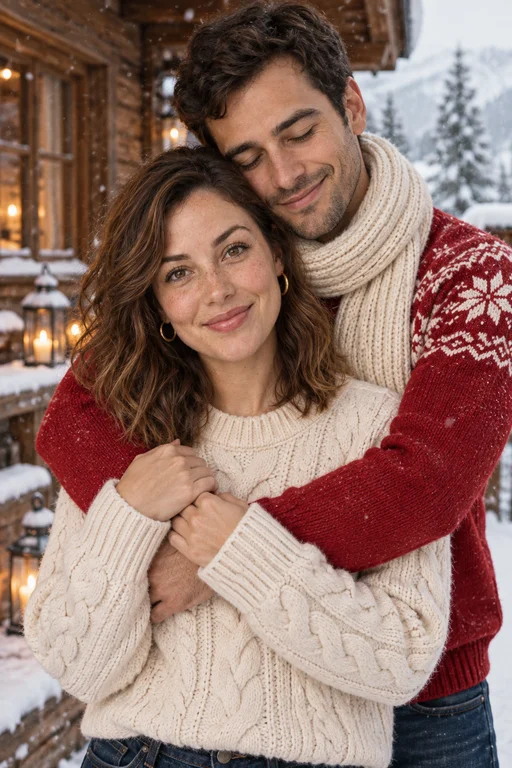 Snowfall Embrace – Winter Chalet photoshoot