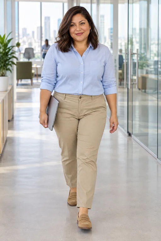 Oxfordblau – Outfit fürs Fotoshooting Modernes Büro
