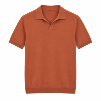 Knit polo · Terracotta